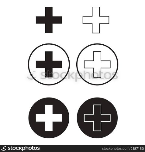 add plus icon on white background. addition math sign. plus symbol. medical plus icon. flat style.