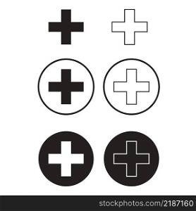 add plus icon on white background. addition math sign. plus symbol. medical plus icon. flat style.
