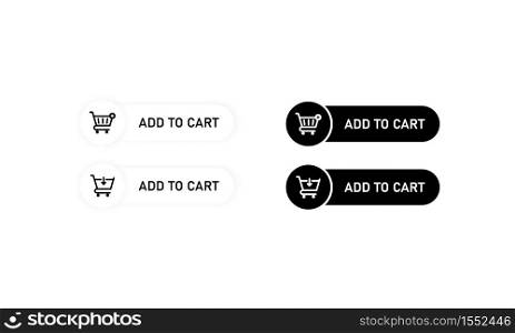 Add shopping cart item. Icon, button in black and white. Vector on isolated white background. EPS 10. Add shopping cart item. Icon, button in black and white. Vector on isolated white background. EPS 10.