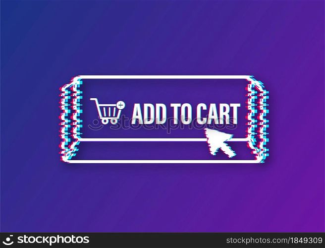 Add to cart glitch icon. Shopping Cart icon. Vector stock illustration. Add to cart glitch icon. Shopping Cart icon. Vector stock illustration.