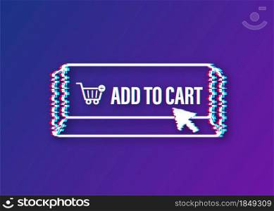 Add to cart glitch icon. Shopping Cart icon. Vector stock illustration. Add to cart glitch icon. Shopping Cart icon. Vector stock illustration.