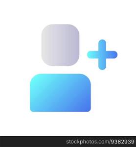 Add user pixel perfect flat gradient two-color ui icon. Social network friendship. Online conversation. Simple filled pictogram. GUI, UX design for mobile application. Vector isolated RGB illustration. Add user pixel perfect flat gradient two-color ui icon