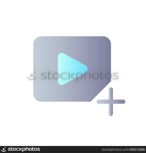 Add video file flat gradient color ui icon. Import visual content. Upload file. Multimedia player. Simple filled pictogram. GUI, UX design for mobile application. Vector isolated RGB illustration. Add video file flat gradient color ui icon