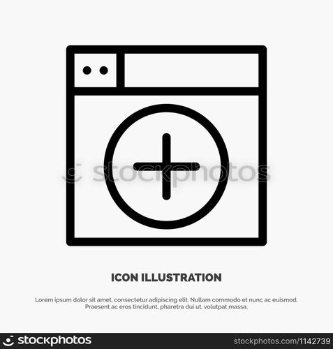 Add, Window, New, Graphics, App Line Icon Vector