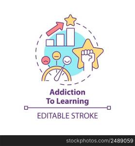 Addiction to learning concept icon. Benefit of gamification in education process abstract idea thin line illustration. Isolated outline drawing. Editable stroke. Arial, Myriad Pro-Bold fonts use. Addiction to learning concept icon