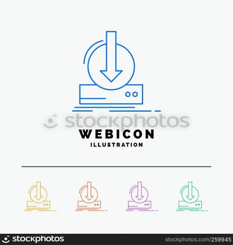Addition, content, dlc, download, game 5 Color Line Web Icon Template isolated on white. Vector illustration