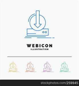 Addition, content, dlc, download, game 5 Color Line Web Icon Template isolated on white. Vector illustration