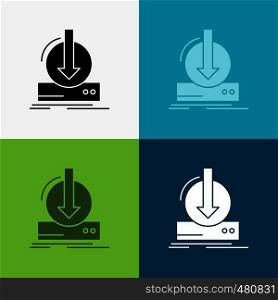 Addition, content, dlc, download, game Icon Over Various Background. glyph style design, designed for web and app. Eps 10 vector illustration. Vector EPS10 Abstract Template background