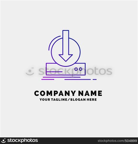 Addition, content, dlc, download, game Purple Business Logo Template. Place for Tagline. Vector EPS10 Abstract Template background