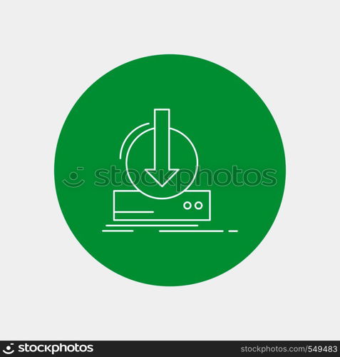 Addition, content, dlc, download, game White Line Icon in Circle background. vector icon illustration. Vector EPS10 Abstract Template background