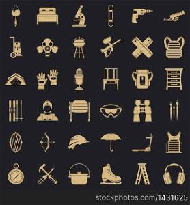 Additional equipment icons set. Simple set of 36 additional equipment vector icons for web for any design. Additional equipment icons set, simple style