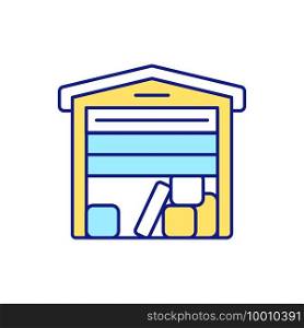Additional storage space RGB color icon. Decluttering and throwing away unnecessary and expired products. Regular cleaning-out of house. Boxes and shelves. Isolated vector illustration. Additional storage space RGB color icon