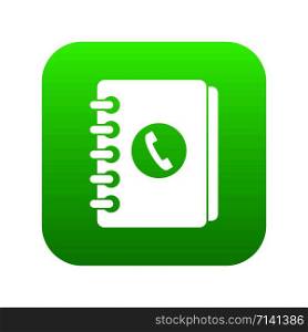 Address book icon digital green for any design isolated on white vector illustration. Address book icon digital green