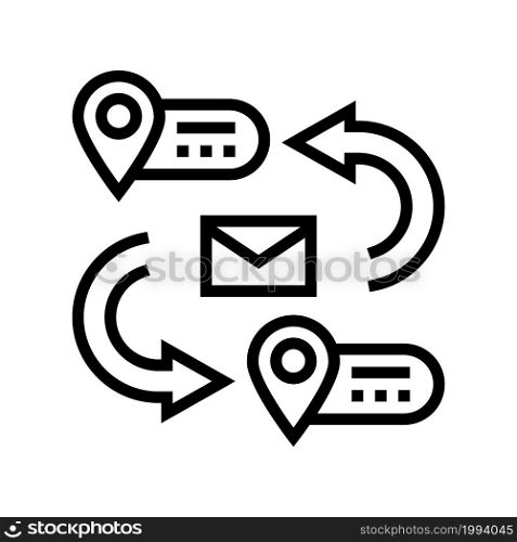 address for sending letter line icon vector. address for sending letter sign. isolated contour symbol black illustration. address for sending letter line icon vector illustration