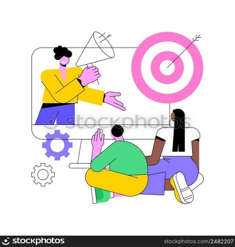 Addressable TV advertising abstract concept vector illustration. TV ad c&aign, new advertising technology, addressable television, target marketing, audience relevant message abstract metaphor.. Addressable TV advertising abstract concept vector illustration.