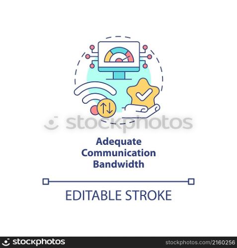 Adequate communication bandwidth concept icon. Sensitive data cyber security abstract idea thin line illustration. Isolated outline drawing. Editable stroke. Roboto-Medium, Myriad Pro-Bold fonts used. Adequate communication bandwidth concept icon