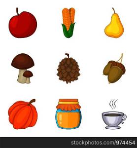 Adequate nutrition icons set. Cartoon set of 9 adequate nutrition vector icons for web isolated on white background. Adequate nutrition icons set, cartoon style