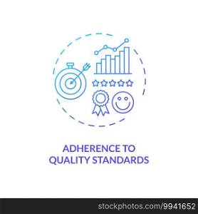 Adherence to quality standards concept icon. Staff training idea thin line illustration. Making improvements. Ability to meet deadlines. Accuracy, competence. Vector isolated outline RGB color drawing. Adherence to quality standards concept icon