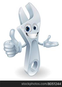 Adjustable spanner cartoon character giving a thumbs up graphic
