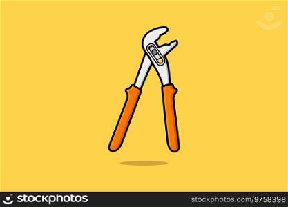Adjustable Water Pump Pliers vector illustration. Mechanic and Plumber working tool equipment objects icon concept. Hand tools for repair, building, construction and maintenance.