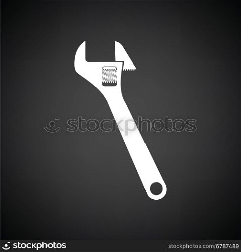Adjustable wrench icon. Black background with white. Vector illustration.