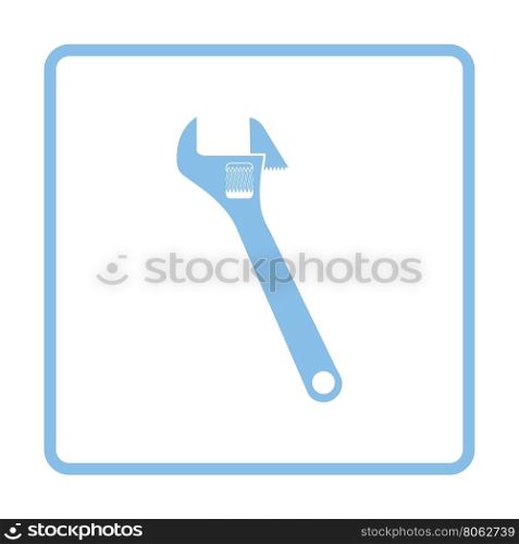 Adjustable wrench icon. Blue frame design. Vector illustration.