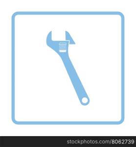 Adjustable wrench icon. Blue frame design. Vector illustration.