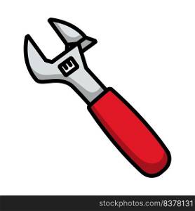 Adjustable Wrench Icon. Editable Bold Outline With Color Fill Design. Vector Illustration.