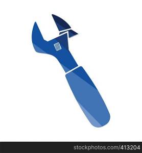 Adjustable wrench icon. Flat color design. Vector illustration.