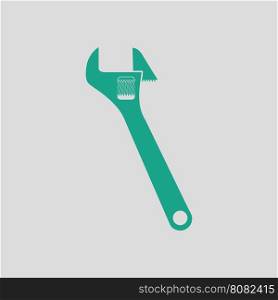 Adjustable wrench icon. Gray background with green. Vector illustration.