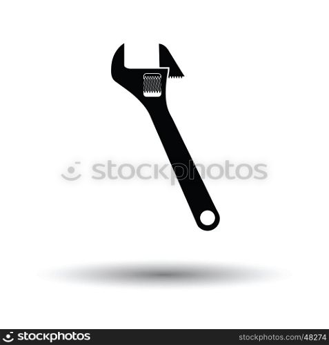 Adjustable wrench icon. White background with shadow design. Vector illustration.