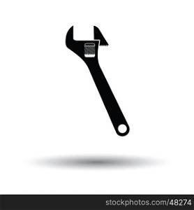 Adjustable wrench icon. White background with shadow design. Vector illustration.