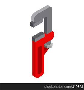 Adjustable wrench with red handle isometric 3d icon on a white background. Adjustable wrench with red handle