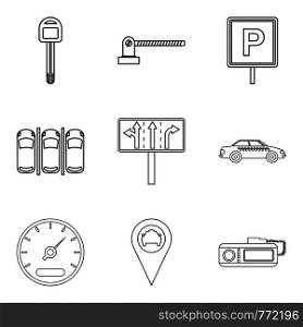 Adjustment icons set. Outline set of 9 adjustment vector icons for web isolated on white background. Adjustment icons set, outline style