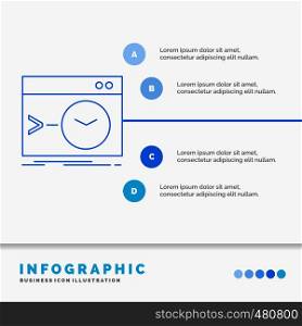 Admin, command, root, software, terminal Infographics Template for Website and Presentation. Line Blue icon infographic style vector illustration. Vector EPS10 Abstract Template background