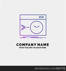 Admin, command, root, software, terminal Purple Business Logo Template. Place for Tagline. Vector EPS10 Abstract Template background