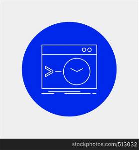 Admin, command, root, software, terminal White Line Icon in Circle background. vector icon illustration. Vector EPS10 Abstract Template background