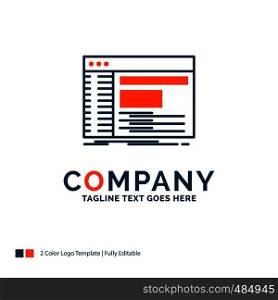 Admin, console, panel, root, software Logo Design. Blue and Orange Brand Name Design. Place for Tagline. Business Logo template.