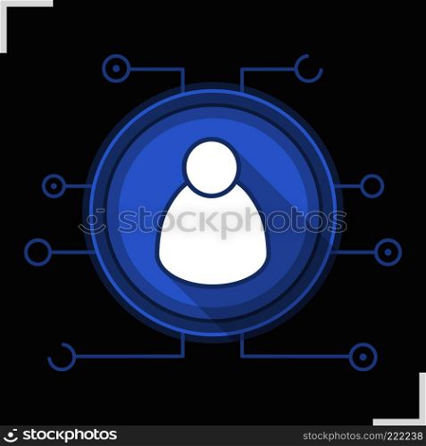 Admin user flat design long shadow icon. Cyber security. Personal data. Vector silhouette symbol. Admin user flat design long shadow icon