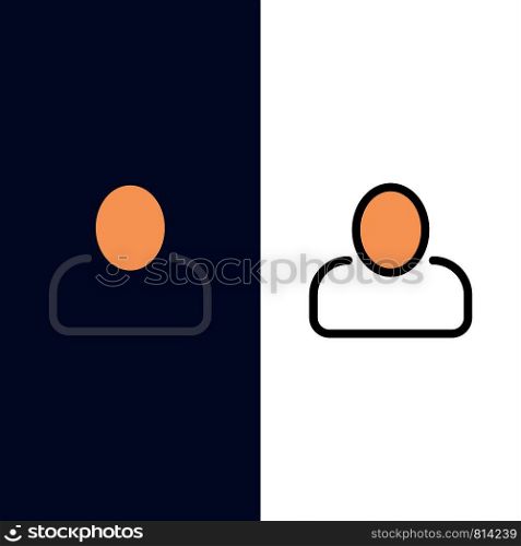 Administrator, Man, User Icons. Flat and Line Filled Icon Set Vector Blue Background