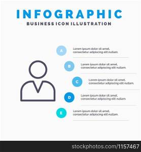 Administrator, Man, User Line icon with 5 steps presentation infographics Background