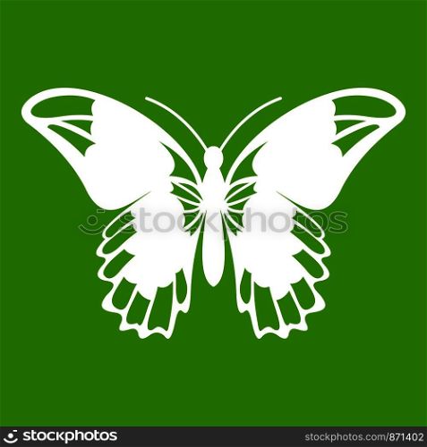 Admiral butterfly icon white isolated on green background. Vector illustration. Admiral butterfly icon green