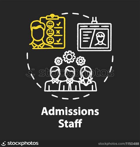 Admission staff chalk concept icon. Employment service. HR management. Selection committee. Headhunting, recruitment idea. Vector isolated chalkboard illustration
