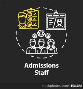 Admission staff chalk concept icon. Employment service. HR management. Selection committee. Headhunting, recruitment idea. Vector isolated chalkboard illustration