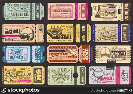 Admission tickets baseball game vector image