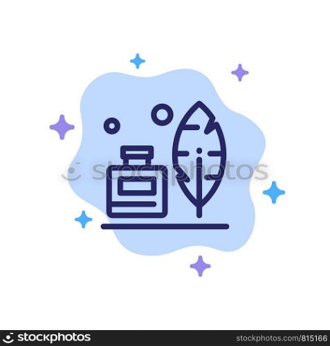 Adobe, Feather, Inkbottle, American Blue Icon on Abstract Cloud Background