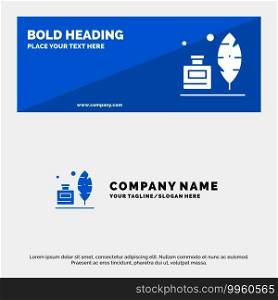 Adobe, Feather, Inkbottle, American SOlid Icon Website Banner and Business Logo Template