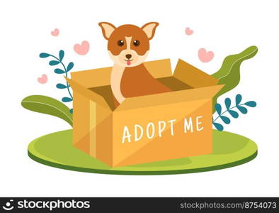 Adopt a Pet From an Animal Shelter in the Form of Cats or Dogs to Care for and Look After in Flat Cartoon Hand Drawn Templates Illustration