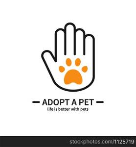 Adopt a Pet. Hand with Paw Line Icon. Volunteer Help Care Protection Support Theme. Pet Adoption Sign and Symbol. Adopt a Pet. Hand with Paw Line Icon. Volunteer Help Care Protection Support Theme. Pet Adoption Sign and Symbol.