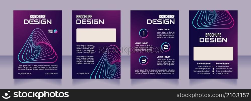 Adopting digital technology blank brochure design. Template set with copy space for text. Premade corporate reports collection. Editable 4 paper pages. Bebas Neue, Audiowide, Roboto Light fonts used. Adopting digital technology blank brochure design
